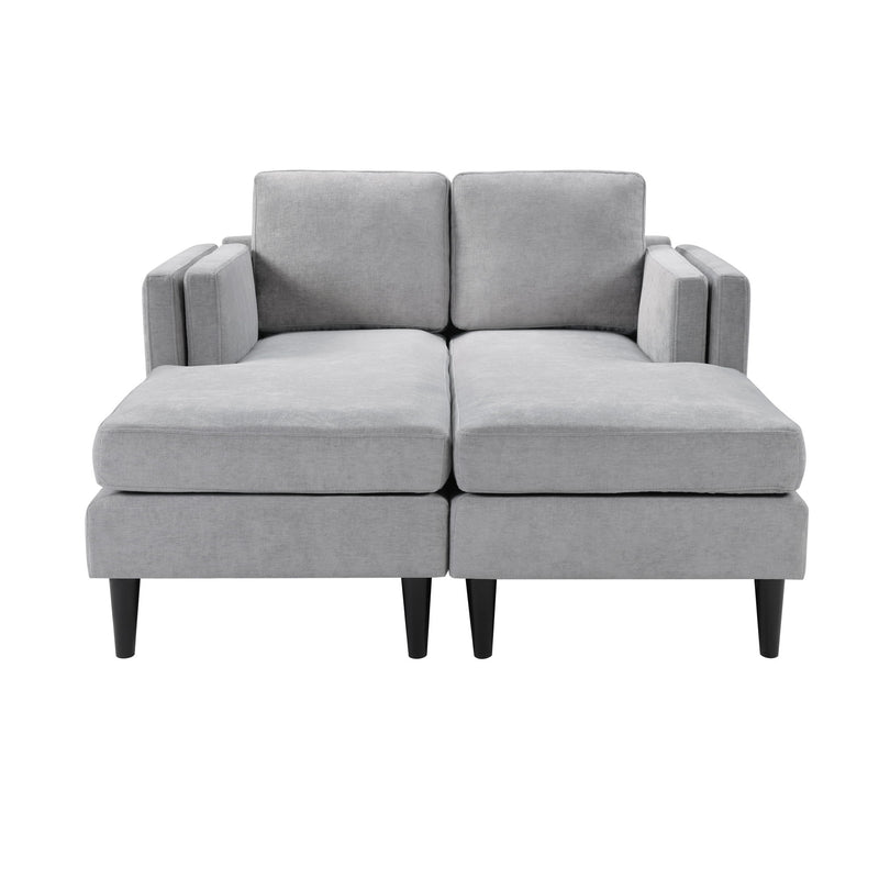 Chaise Lounge Sofa Bed With Dual Layer Armrests For Living Room