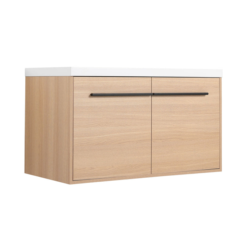 Bathroom Vanity Set With Resin Countertop Sink, 2 Doors